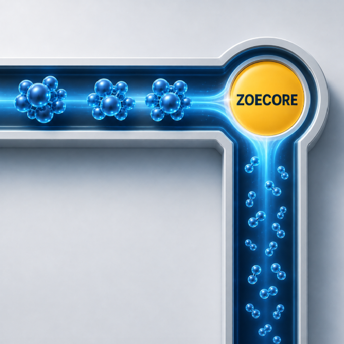 Zoecore splits water clusters with a high-voltage electric field